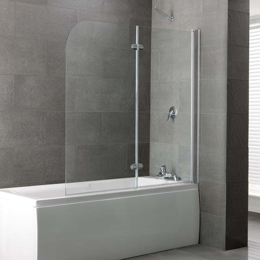 Eastbrook Volente 1465 x 1550mm 2-Part Easy-Clean Hinged Bath Screen – Chrome Profiles | 58.706