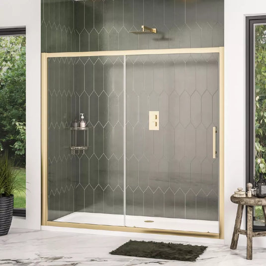 Eastbrook Volente 1850 x 2000mm Sliding Shower Door Brushed Brass | 58.580 - Envy Bathrooms Ltd