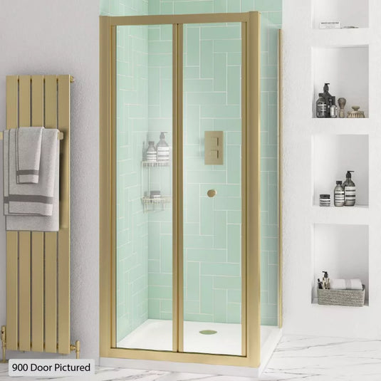 Eastbrook Volente 1850 x 800mm Bi-Fold Shower Door Brushed Brass | 58.593 - Envy Bathrooms Ltd