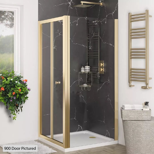Eastbrook Volente 1850 x 900mm Bi-Fold Shower Door Brushed Brass | 58.594 - Envy Bathrooms Ltd
