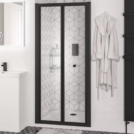 Eastbrook Volente 1850 x 900mm Bi-Fold Shower Door Matt Black | 58.514 - Envy Bathrooms Ltd