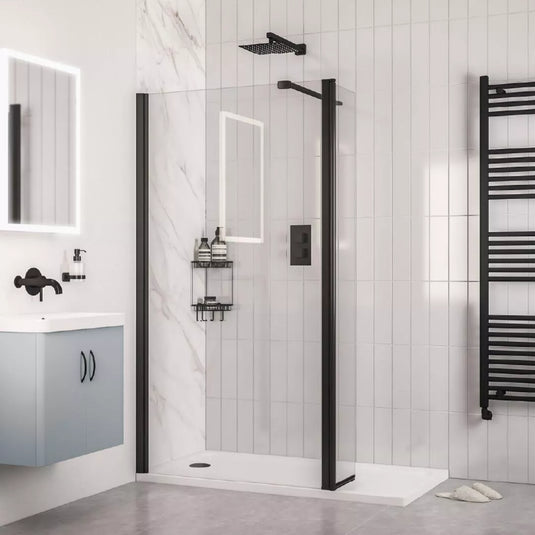 Eastbrook Volente 6mm Thick 1850 x 300 Flipper Shower Panel Kit Matt Black | 58.533 - Envy Bathrooms Ltd