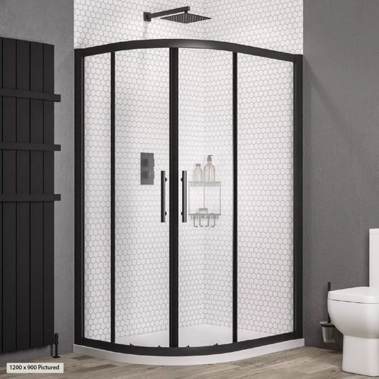Eastbrook Volente Offset Quad Shower Enclosure 1000 x 700 Matt Black | 58.2011 - Envy Bathrooms Ltd