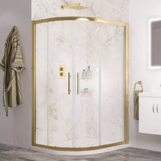 Eastbrook Volente Offset Quad Shower Enclosure 1200 x 900 Brushed Brass | 58.2103 - Envy Bathrooms Ltd