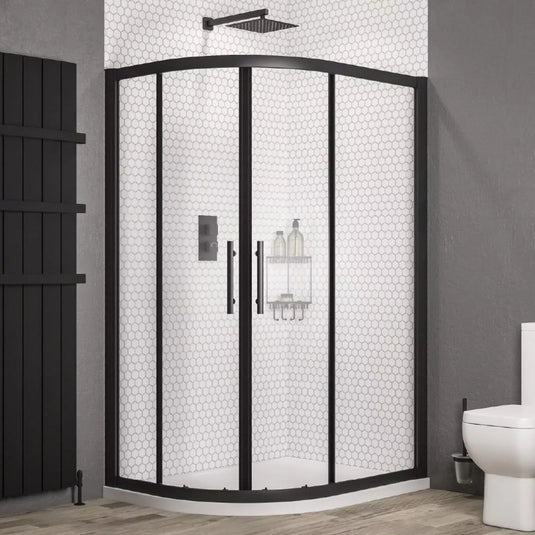 Eastbrook Volente Offset Quad Shower Enclosure 1200 x 900 Matt Black | 58.2003 - Envy Bathrooms Ltd