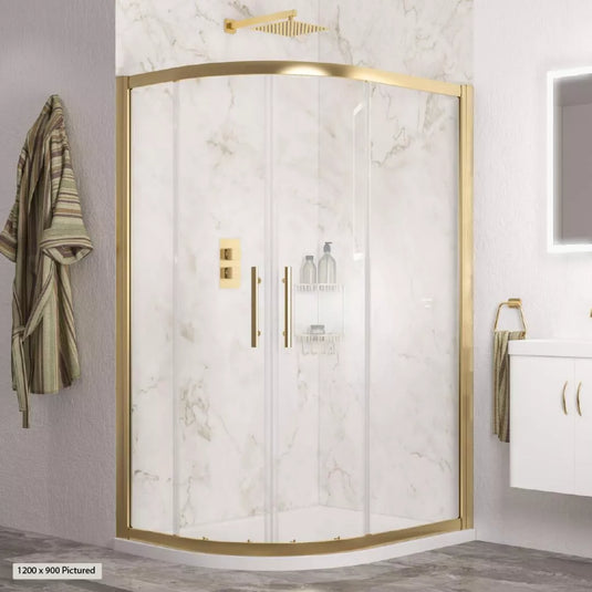 Eastbrook Volente Offset Quad Shower Enclosure 1400 x 800 Brushed Brass | 58.2116 - Envy Bathrooms Ltd