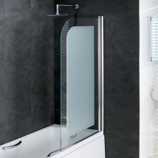 Eastbrook Volente1500x850mm (6mm) frosted hinged bath screen - Chrome Profiles - 58.704