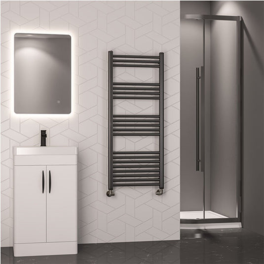 Eastbrook Wendover 1200 x 500mm Straight Towel Multirail Brushed Gunmetal | 41.0869