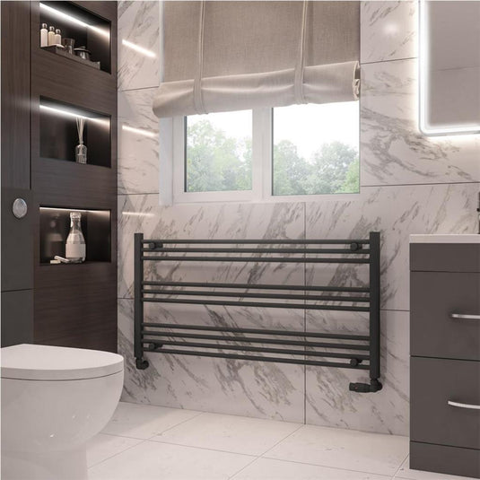 Eastbrook Wingrave 600 x 1200mm Straight Towel Multirail Matt Anthracite | 89.1446
