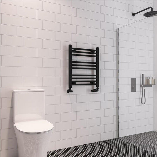 Eastbrook Wingrave 600 x 500mm Straight Towel Multirail Matt Black | 89.0678