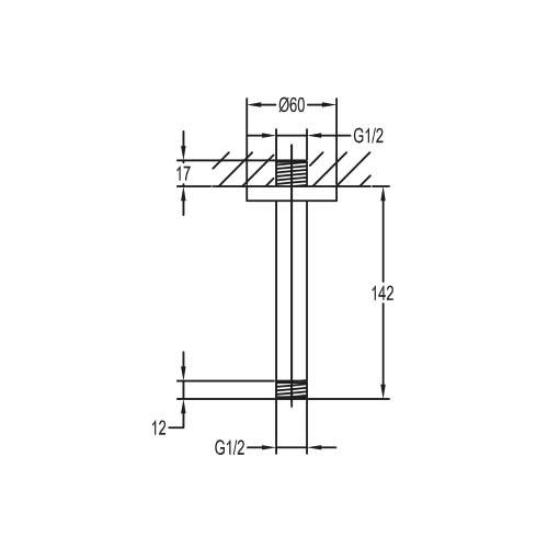 Flova 120mm Ceiling Mounted Shower Arm – Brushed Gold - BG-KI08 - Envy Bathrooms Ltd