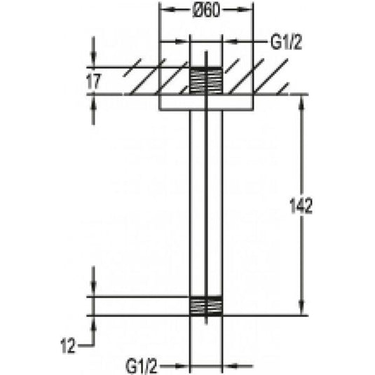 Flova 120mm Ceiling Mounted Shower Arm – Matt Black - MB-KI08 - Envy Bathrooms Ltd