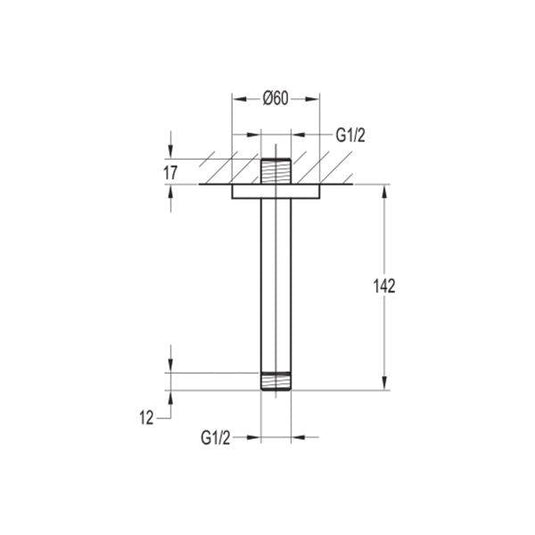 Flova 120mm Ceiling Mounted Shower Arm – Gun Metal - GM-KI08 - Envy Bathrooms Ltd