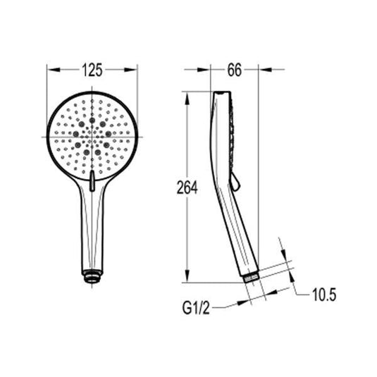 Flova 125mm 5-Function ABS Handshower – Diamond Chrome - KI578 - Envy Bathrooms Ltd