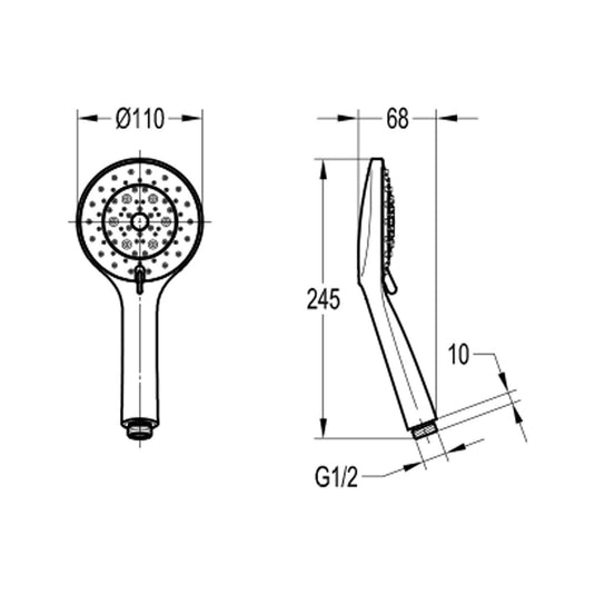 Flova 5-Function ABS Handshower – Diamond Chrome - KI573 - Envy Bathrooms Ltd