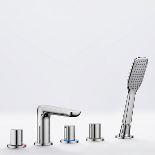 Flova Allore 5-Hole Deck Mounted Bath Shower Mixer Diamond Chrome | AL5HBSM - Envy Bathrooms Ltd
