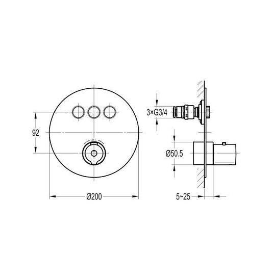 Flova Allore GoClick 3 Button Finishing Kit - ALGO-3 - Envy Bathrooms Ltd