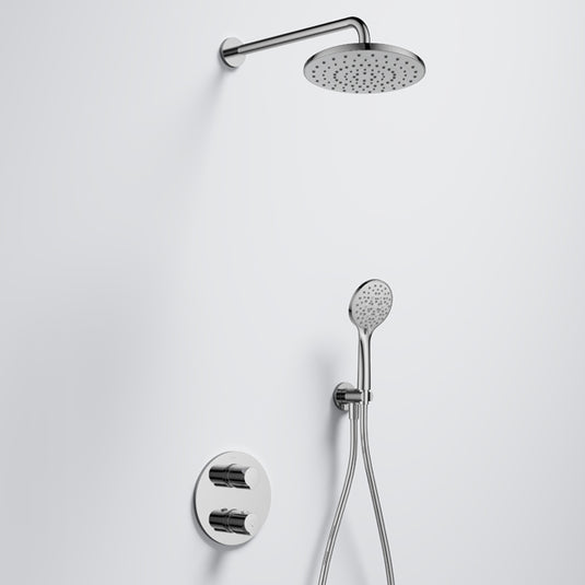Flova Allore GoTurn Round Shower Pack with ABS Rainshower and Handshower Kit Diamond Chrome | ALGT2PK1 - Envy Bathrooms Ltd