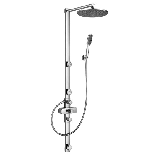 Flova Allore Thermostatic Shower Column with Handset, Body Jets & Overhead Shower ALTSP - Envy Bathrooms Ltd