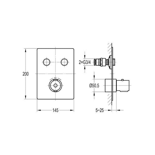 Flova Annecy GoClick 2 Button Finishing Kit - ANGO-2 - Envy Bathrooms Ltd