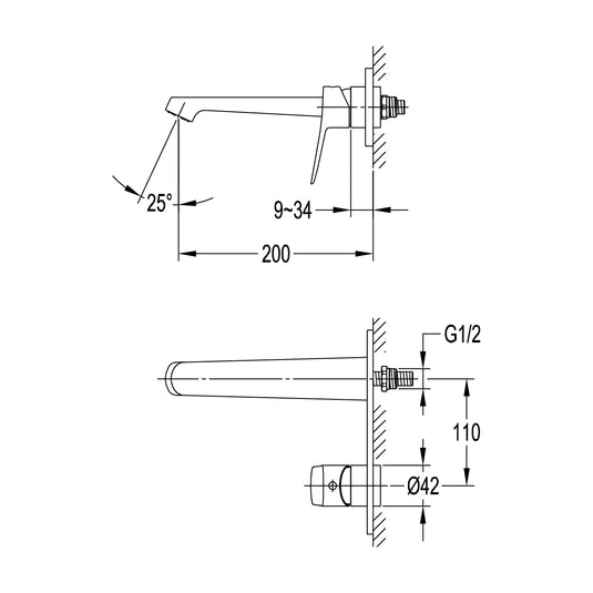 Flova Ascend 2-Hole Wall-Mounted Basin Mixer Finishing Set Brushed Bronze | BRO-AS2HBAS-TRIM - Envy Bathrooms Ltd