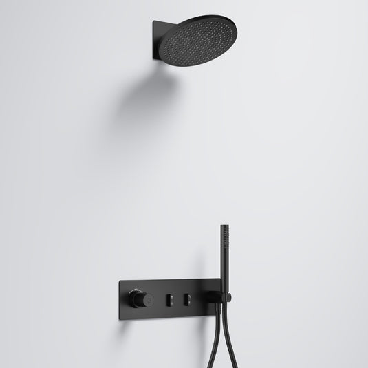 Flova Ascend 2-Outlet Shower Pack Air-Mix Rainshower Integrated Handshower Matt Black | MB-GS2PK5 - Envy Bathrooms Ltd