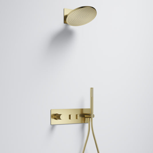 Flova Ascend 2-Outlet Shower Pack Square Brushed Brass | BRB-GS2PK5 - Envy Bathrooms Ltd