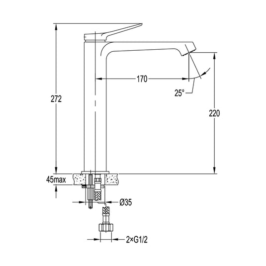 Flova Ascend 272mm Single Lever Basin Mixer Matt Black | MB-ASTBAS - Envy Bathrooms Ltd