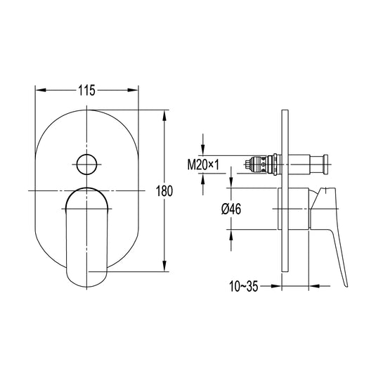 Flova Ascend Concealed 2-Outlet Manual Mixer Brushed Brass | BRB-ASSHVO/DIV - Envy Bathrooms Ltd