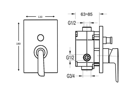 Flova Cascade 2 Outlet Concealed Manual Shower Valve CASHVO/DIV - Envy Bathrooms Ltd