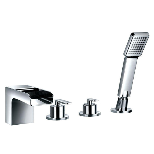 Flova Cascade 4 Hole Deck Mounted Waterfall Bath Shower Mixer Tap with Pull Out Handset CA4HBSM - Envy Bathrooms Ltd