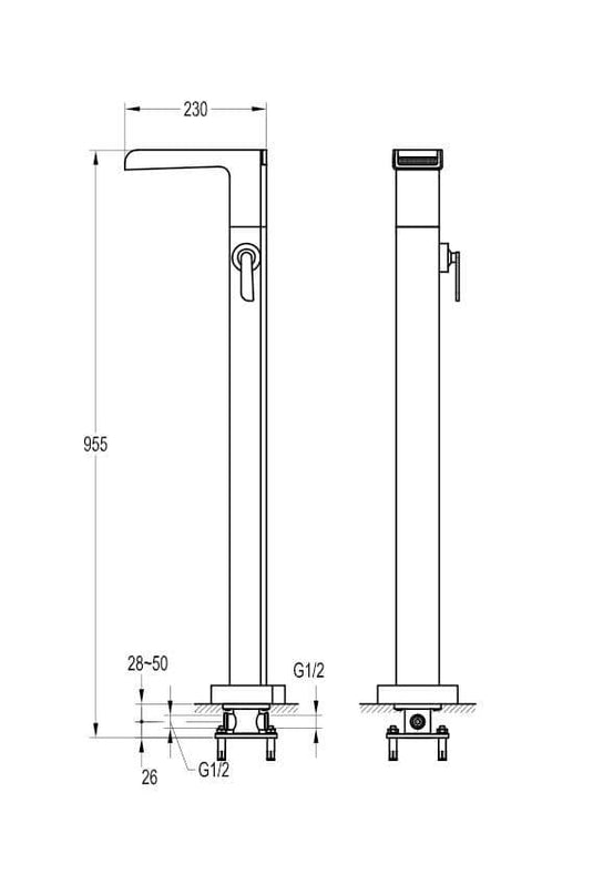 Flova Cascade Floor Standing Waterfall Bath Mixer Tap CAFMBF - Envy Bathrooms Ltd