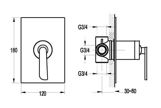 Flova Cascade Single Outlet Concealed Manual Shower Valve CASHVO - Envy Bathrooms Ltd