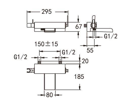 Flova Cascade Wall Mounted Waterfall Bath Shower Mixer Tap with Handset Kit CAWMBSM - Envy Bathrooms Ltd