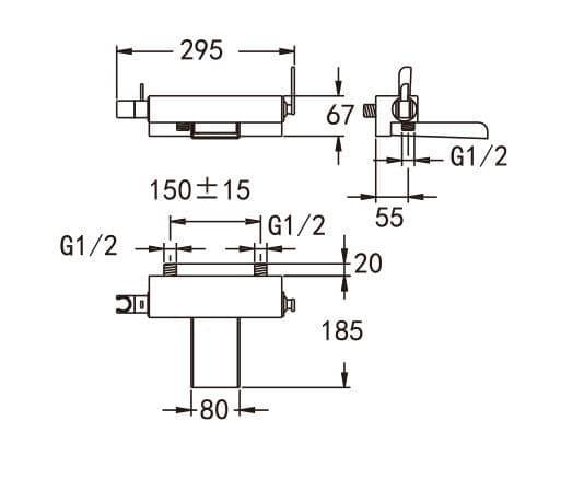 Flova Cascade Wall Mounted Waterfall Bath Shower Mixer Tap with Handset Kit CAWMBSM - Envy Bathrooms Ltd