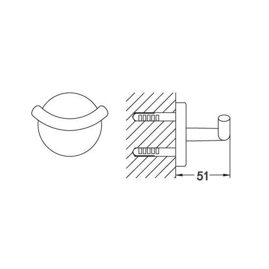 Flova Coco Robe Hook – Brushed Nickel - BN-CO8906-9 - Envy Bathrooms Ltd