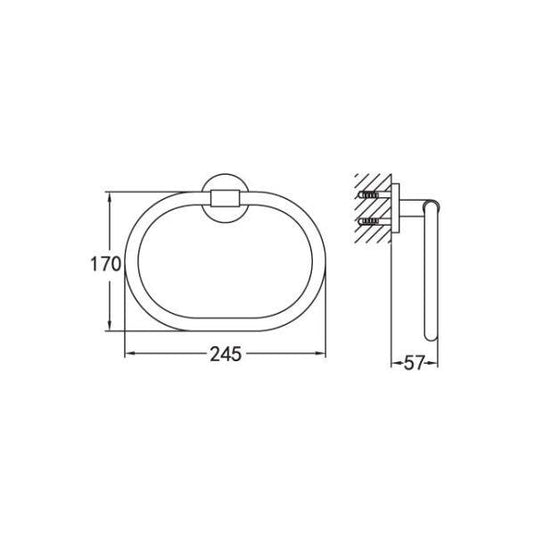 Flova Coco Towel Ring – Gun Metal - GM-CO8906-6 - Envy Bathrooms Ltd