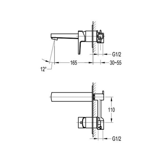 Flova Dekka 2-Hole Concealed Basin Mixer Tap Finishing Set – Diamond Chrome - DE2HBAS-TRIM - Envy Bathrooms Ltd