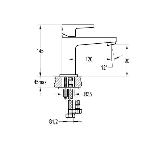 Flova Dekka Cloakroom Mono Basin Mixer Tap with Clicker Waste DESBAS - Envy Bathrooms Ltd