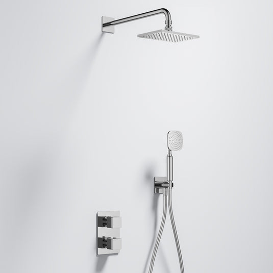 Flova Dekka GoTurn Square Shower Pack With Air-Mix Rainshower and Handshower Kit Diamond Chrome | DEGT2PK2 - Envy Bathrooms Ltd
