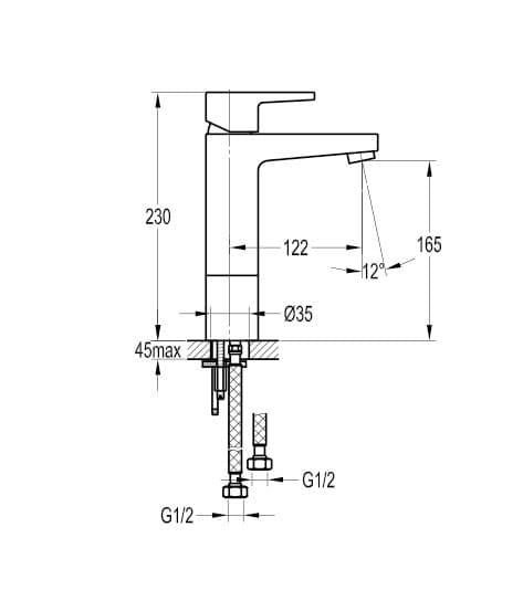 Flova Dekka Mid Height Mono Basin Mixer Tap with Clicker Waste DEMBAS - Envy Bathrooms Ltd