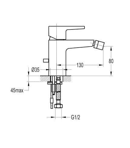 Flova Dekka Mono Bidet Mixer Tap with Clicker Waste DEBID - Envy Bathrooms Ltd