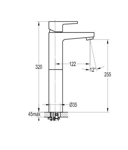 Flova Dekka Tall Mono Basin Mixer Tap with Clicker Waste DETBAS - Envy Bathrooms Ltd