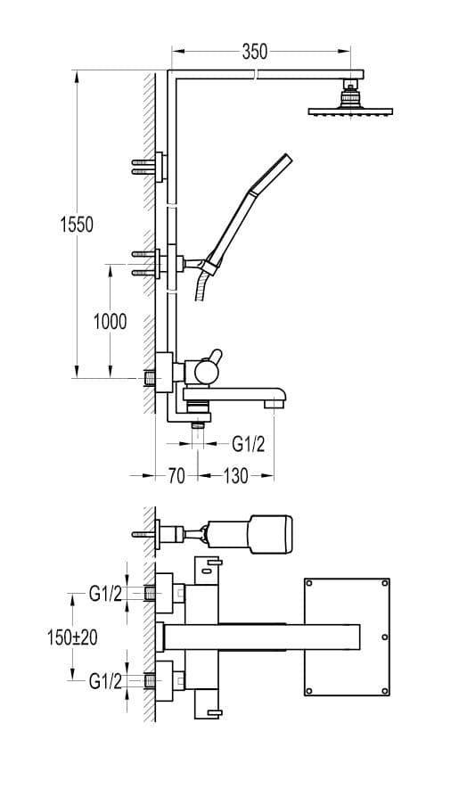Flova Essence Thermostatic Shower Column & Handset, Overhead Shower & Diverter Bath Spout ESTBSMRR - Envy Bathrooms Ltd