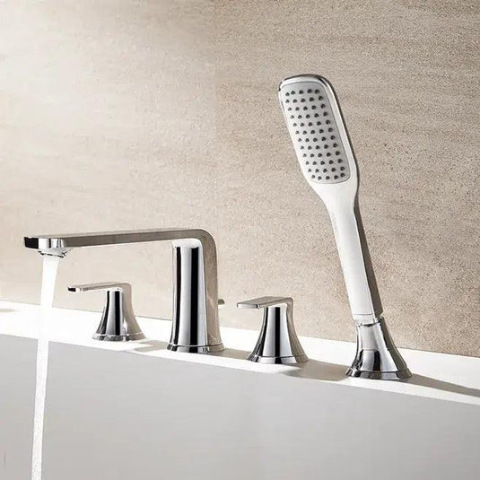Flova Fusion 4 Hole Deck Mounted Bath Shower Mixer Tap with Pull Out Handset FN4HBSM - Envy Bathrooms Ltd