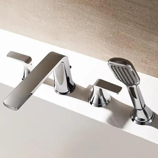 Flova Fusion 4 Hole Deck Mounted Bath Shower Mixer Tap with Pull Out Handset FN4HBSM - Envy Bathrooms Ltd