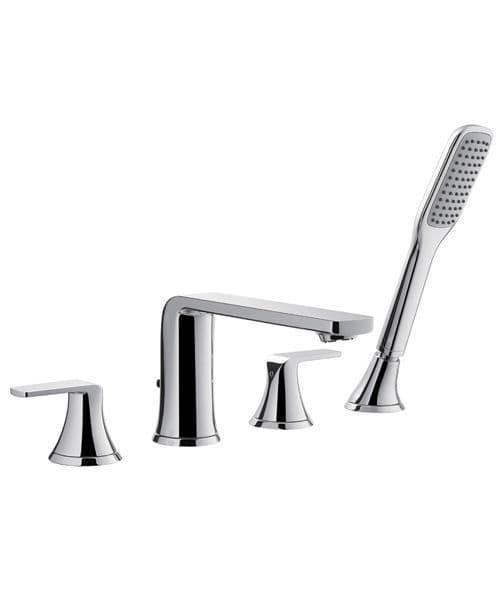 Flova Fusion 4 Hole Deck Mounted Bath Shower Mixer Tap with Pull Out Handset FN4HBSM - Envy Bathrooms Ltd