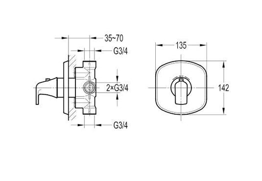 Flova Fusion Concealed Thermostatic Mixer Valve Only - FNT111 - Envy Bathrooms Ltd