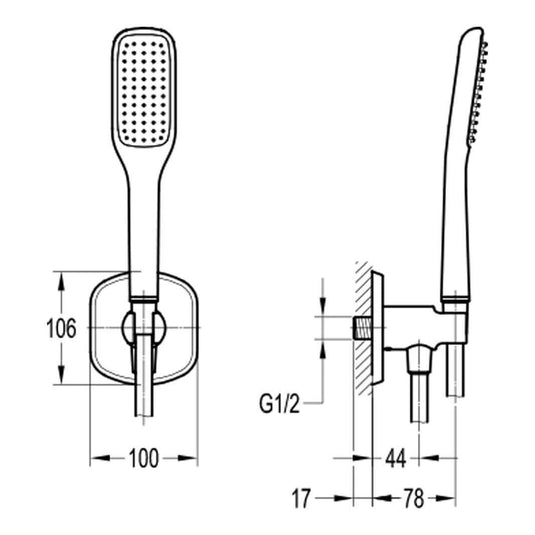 Flova Fusion Mini Shower Kit with Wall Outlet Bracket, Handset & Hose FNHSS - Envy Bathrooms Ltd