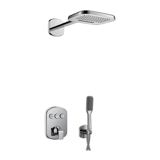Flova Fusion Shower Pack With Air-Mixed 2-Function RainShower And HandShower Kit – Diamond Chrome - FN3PK1 - Envy Bathrooms Ltd